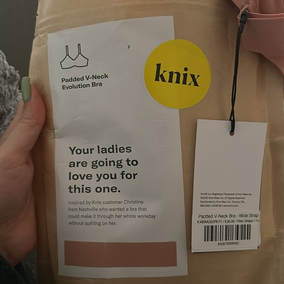 Knix Padded V-Neck Evolution Bra Wide Straps Size 7+ (Fits 38E, 38F, 36F) - Picture 5 of 7